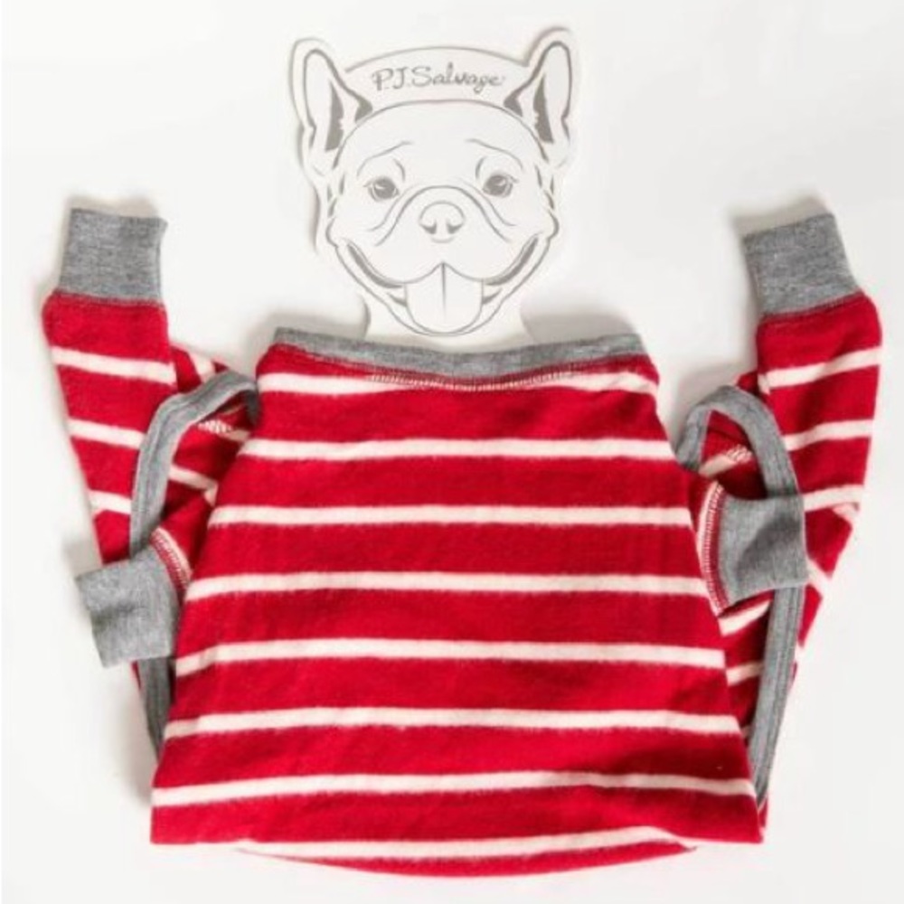 NWT PJ Savage soft red and white dog stripe pajamas